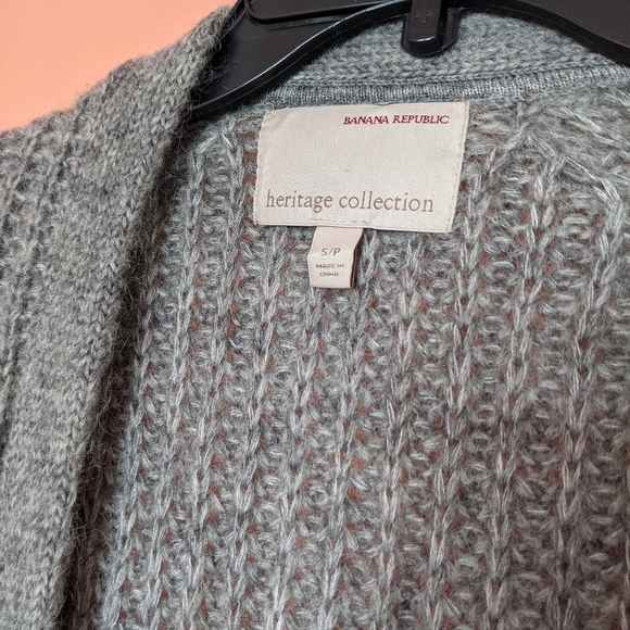 Banana Republic Heritage Long Open Front Cardigan Light Gray Heather Size S - Picture 2 of 7